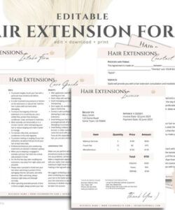 Costum Hair Extension Consultation Form Template Doc Example