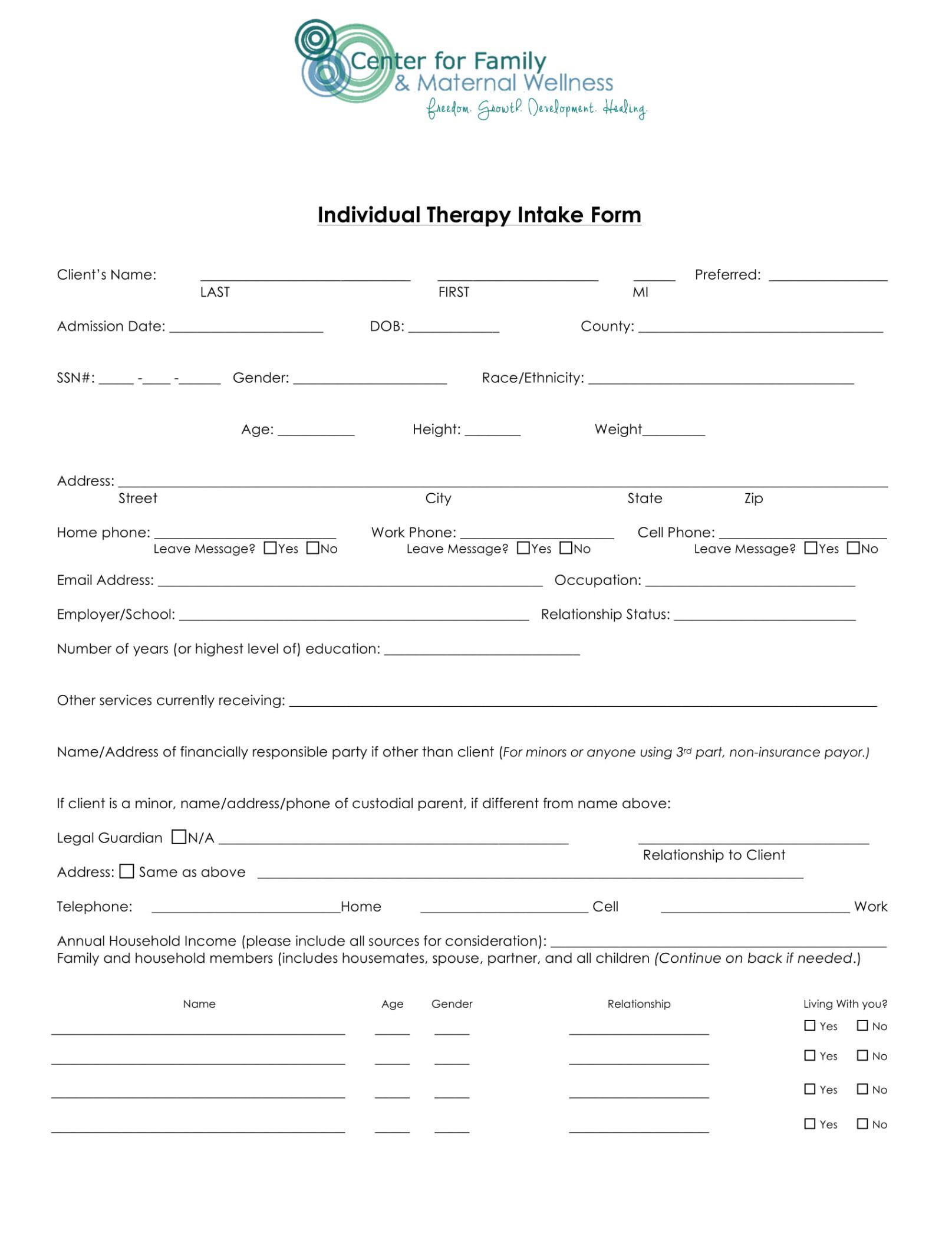 Costum Holistic Therapy Consultation Form Template Doc Example