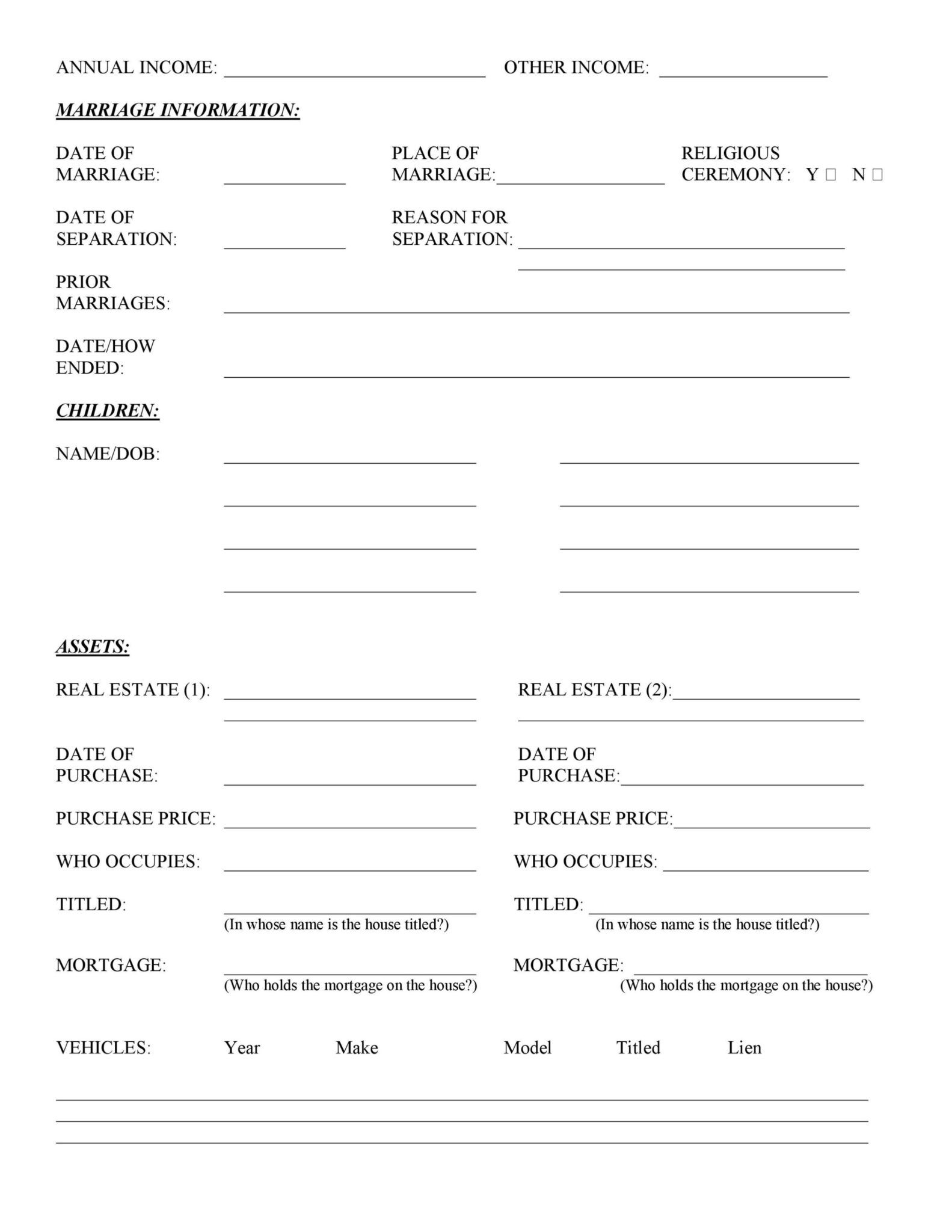 Costum Law Firm Intake Form Template Pdf Example 