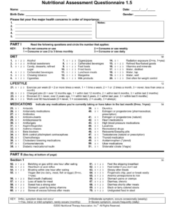 Costum Nutrition Consultation Form Template Excel