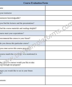 Costum Online Course Feedback Form Template Excel Sample