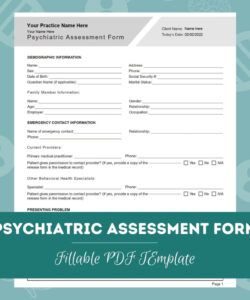 Costum Psychiatric Intake Form Template  Example