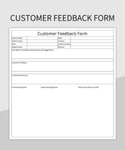 Customer Service Feedback Form Template Excel