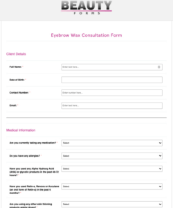 Editable Waxing Consultation Form Template Word