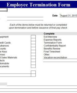 Employee Termination Form Template Excel Sample