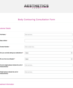 Free Aesthetic Consultation Form Template Word Example