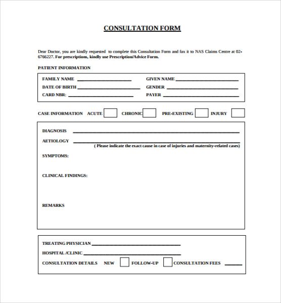 Free Business Consultation Form Template Doc Example