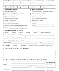 Free End User Feedback Form Template Excel Sample