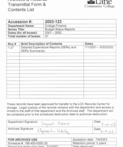 Free Material Transmittal Form Template Pdf