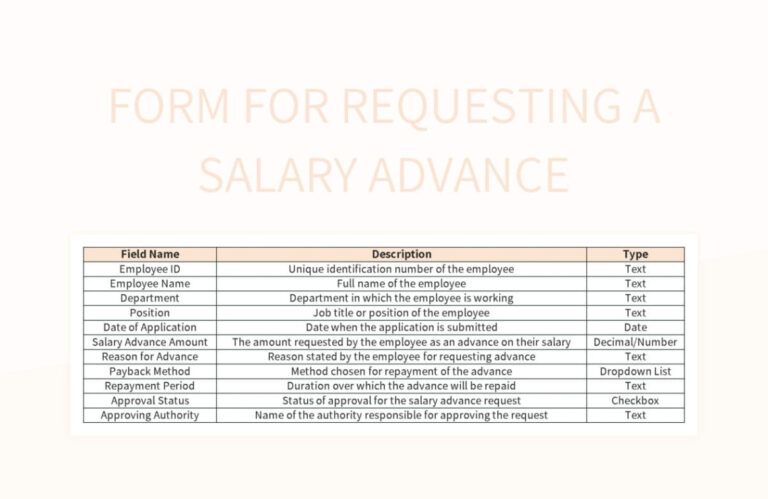 Payroll Advance Form Template