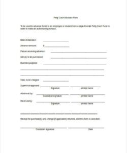 Free Petty Cash Advance Form Template Doc Example