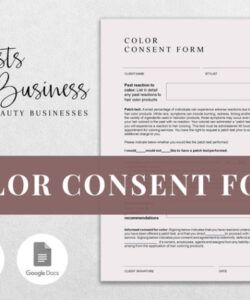 Hair Colour Consultation Form Template Excel Example