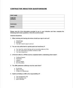 Induction Feedback Form Template Doc Sample