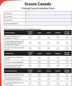 Online Course Feedback Form Template Excel Sample