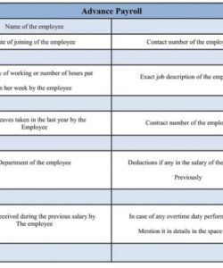 Payroll Advance Form Template Word Sample