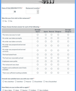 Printable Customer Food Feedback Form Template Doc