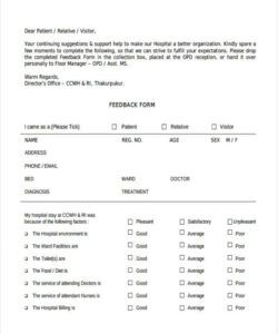 Printable Dental Patient Feedback Form Template Doc