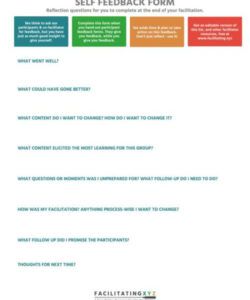 Printable Facilitator Feedback Form Template Doc Example