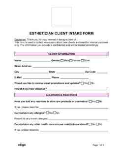 Printable Hairdressing Consultation Form Template Excel Example