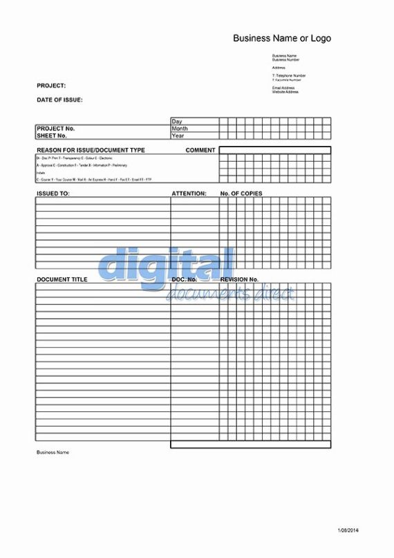 Printable Material Transmittal Form Template Doc