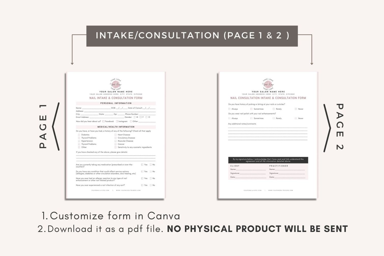 Printable Nail Technician Consultation Form Template Word Sample