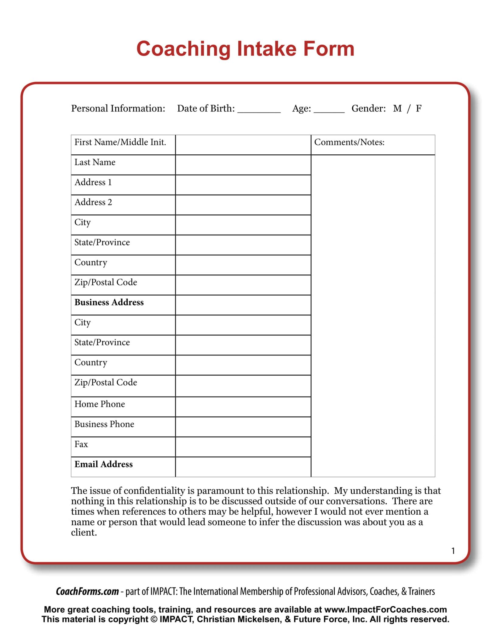 Printable Nutrition Consultation Form Template Pdf Example