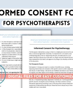 Printable Therapy Informed Consent Form Template  Example