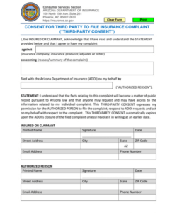 Printable Third Party Consent Form Template Excel