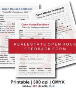 Professional Broker Open House Feedback Form Template  Example