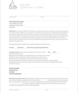 Professional Hair Color Consent Form Template