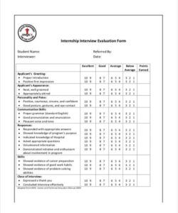 Professional Internship Feedback Form Template Excel