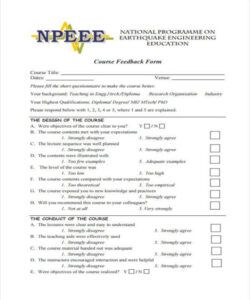 Professional Online Course Feedback Form Template Doc