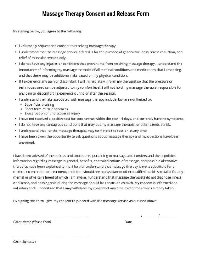 Professional Therapy Informed Consent Form Template Word Sample