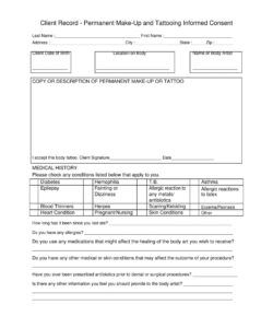 Tattoo Consent Form Template Pdf