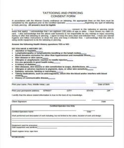 Tattoo Consent Form Template Pdf Example