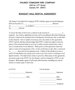 Banquet Hall Rental Agreement Template Word Sample