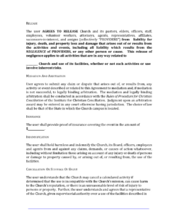 Blank Church Building Use Agreement Template Word