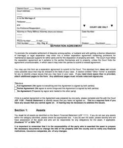 Blank Division Of Property Agreement Template