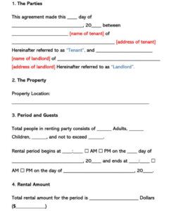 Blank Short Rental Lease Agreement Template