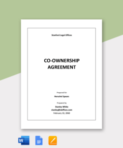 Boat Co Ownership Agreement Template Pdf