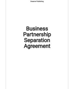 Business Partnership Separation Agreement Template Word