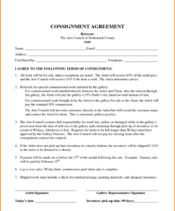 Custom Art Gallery Consignment Agreement Template Word