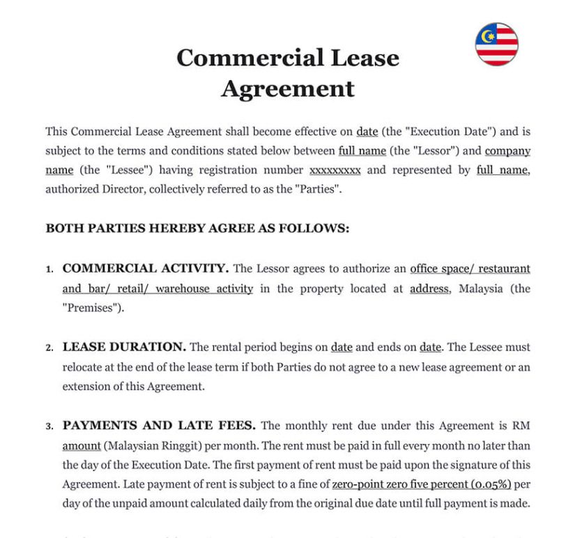 Editable Basic Commercial Lease Agreement Template