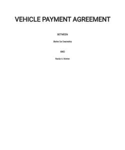 Editable Take Over Car Payments Agreement Template