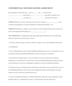 Free  Artist Non Disclosure Agreement Template Excel Sample