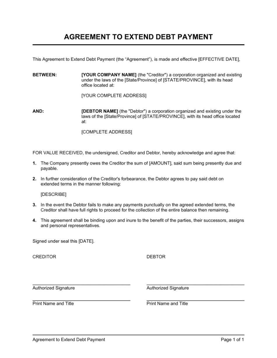 Free  Assumption Of Debt Agreement Template Excel