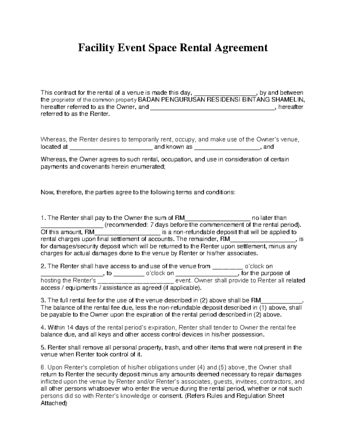 Free  Audio Visual Rental Agreement Template Pdf Sample