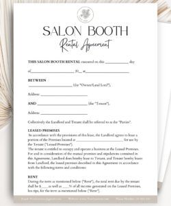 Free  Beauty Salon Booth Rental Agreement Template Doc Sample