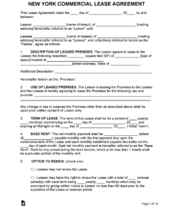 Free Blank Basic Commercial Lease Agreement Template Word