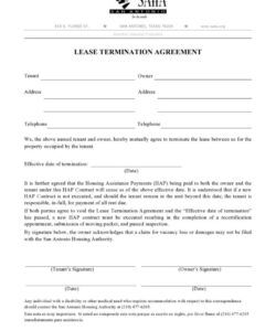 Free Blank Termination Of Lease Agreement Template Excel Sample